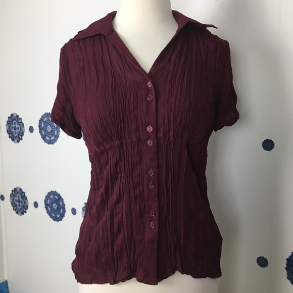 Offer Style & Co 2 piece short sleeve button & tank top dark red size 6 P - Picture 3 of 7